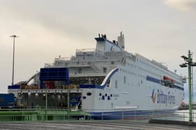 Brittany Ferries' new eco ship, the Salamanca, pictured stuck in a Spanish port following a technical issue with its engine. Photo: Adam Yates.
