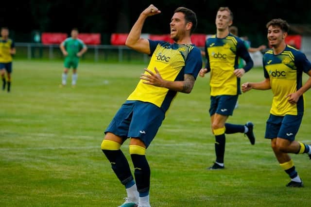 Callum Laycock struck twice as Moneyfields started their tenancy at Chichester's Oaklands Park with victory over  Hamble. Picture by Dave Bodymore.