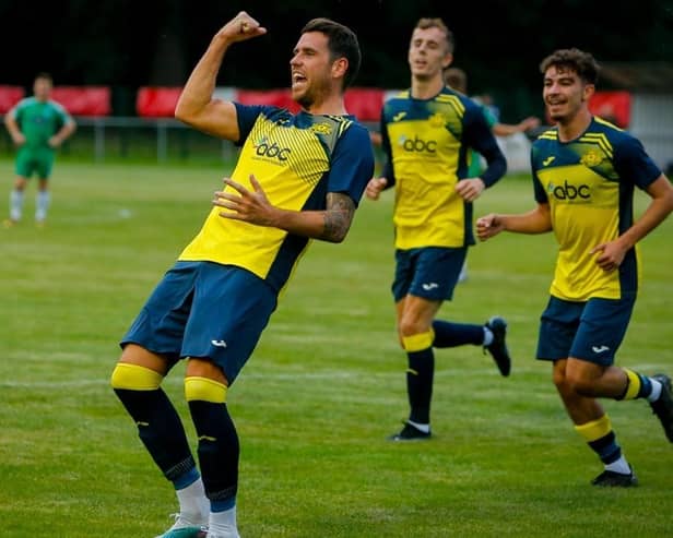 Callum Laycock struck twice as Moneyfields started their tenancy at Chichester's Oaklands Park with victory over  Hamble. Picture by Dave Bodymore.