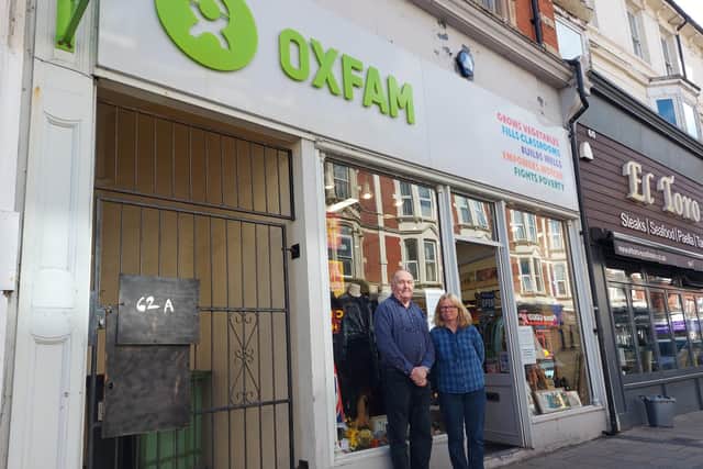 The Oxfam shop in Osborne Road, Southsea, will close on October 8, 2022 due to their rent increasing by more than double. Pictured are volunteers John Perry and Louise Pitt