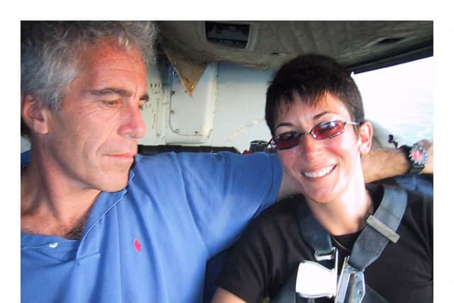 (FILES) In this file undated trial evidence image obtained December 8, 2021, from the US District Court for the Southern District of New York shows British socialite Ghislaine Maxwell and US financier Jeffrey Epstein. - Maxwell, who was convicted in New York federal court for helping the late financier Jeffrey Epstein sexually abuse girls, is to be sentenced on June 28, 2022 in New York. Photo by HANDOUT/US District Court for the Southern District of New York/AFP via Getty Images.