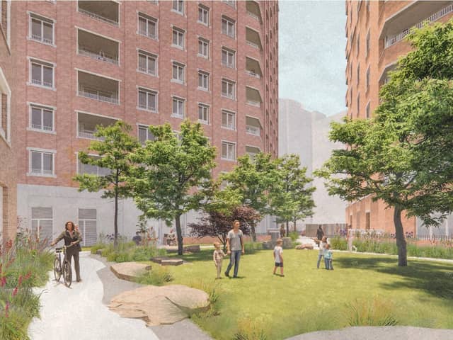 CGI of the proposed block C courtyard