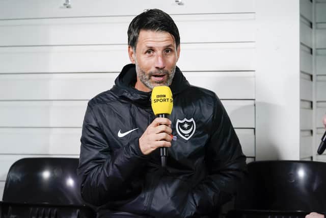 Pompey boss Danny Cowley at Edgar Street on Friday night.