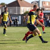 Tom Dinsmore, left, pictured in action for Moneyfields last season.
Picture: Chris Moorhouse