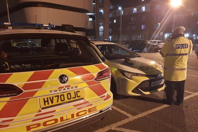 Four people were arrested for drug driving in the Guildhall area of Portsmouth last night as part of Operation Holly. Picture: Hampshire Roads Policing Unit.
