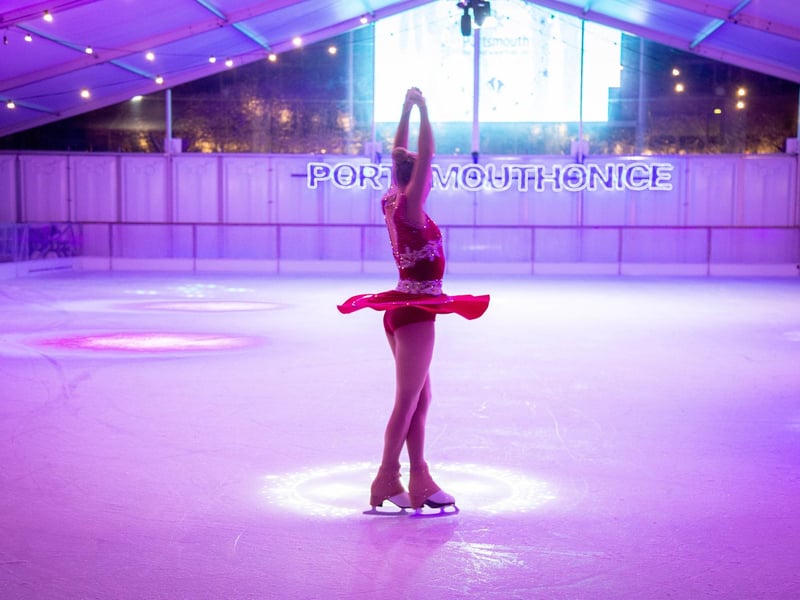 Launch night of Portsmouth On Ice 2023 at Portsmouth Guildhall Walk on Friday 24th of Novermber 2023
Pictured: People skating on ice
Picture: Habibur Rahman