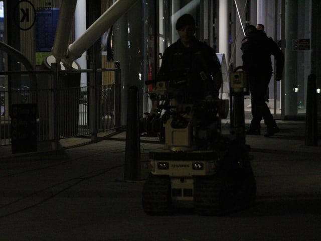 A 'suspicious package' was disposed of by the bomb squad at The Hard in Portsmouth last night. Picture: Jack