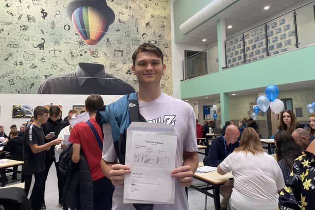 Alfie Peacock, 16, from Castle View Academy in Paulsgrove is heading off to Southdowns College after bagging nine GCSE's.