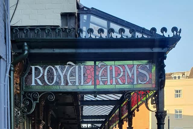 A project to revamp historic buildings in Gosport town centre has seen the restoration of the Royal Arms Hotel's distinctive facade, which is now almost complete.