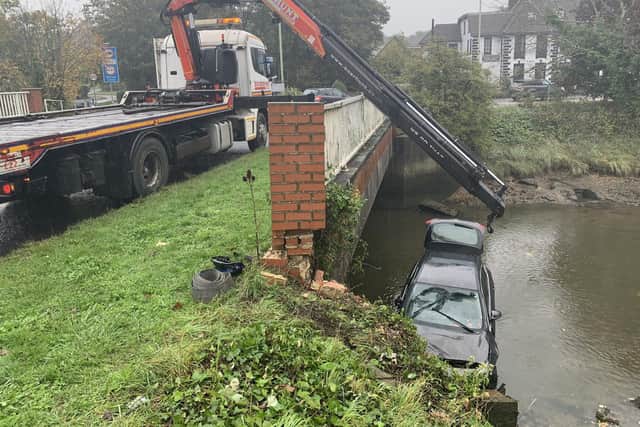 A drink-driver crashed into the River Wallington on October 8, 2020. Picture: @Hantspolroads