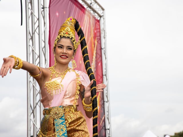 Southsea Common was transformed this weekend into a Thai craft and food extravanganza for the whole family.
Pictured - Performers on the stage performing traditional dance and music
Photos by Alex Shute