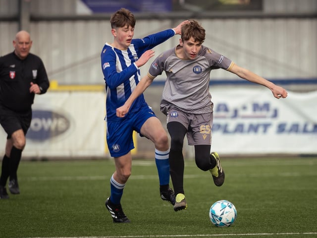 Action from the U15 Campbell McFaull Invitation Cup final between Hayling St Andrews Blue and Hayling St Andrew White. Picture: Keith Woodland (260221-111)