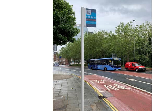 A new bus stop at Unicorn Road in Portsmouth that has been installed to help passengers with social distancing. Picture: Portsmouth City Council