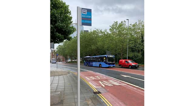 A new bus stop at Unicorn Road in Portsmouth that has been installed to help passengers with social distancing. Picture: Portsmouth City Council