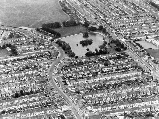 An aerial view on Baffins Pond in August 1988. The News PP4475