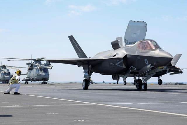 An F-35 prepares to launch from HMS Queen Elizabeth.