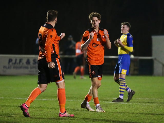 Harrison Brook, right, has just put Portchester ahead. Picture by Nathan Lipsham