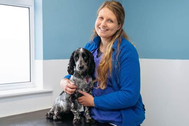 Zoey Lee with Dot the spaniel