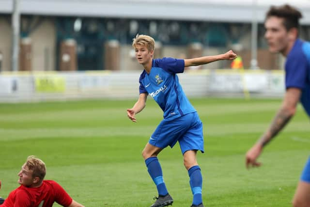 Tommy Leigh in action for Baffins Milton Rovers against Cowes Sports in August 2018. Picture: Chris Moorhouse