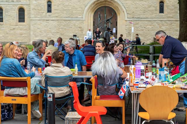 The jubilee street party at Portsmouth Cathedral. Picture: Mike Cooter (050622)
