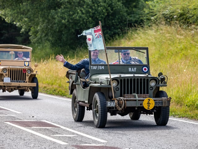 The convoy of military vehicles heading towards Wickham. Picture: Mike Cooter (240623)