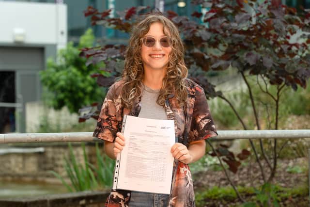 Lucy Uttley was all smiles after finding out she had received a Distinction in her music course at Fareham College. 

Picture: Keith Woodland