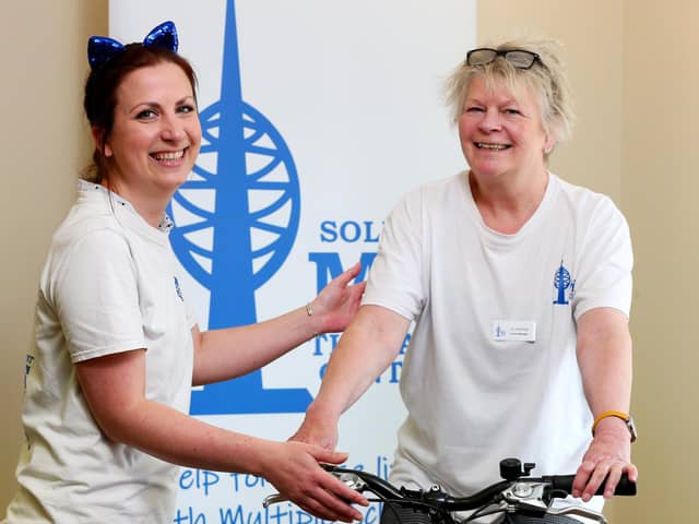 Operations assistants Ruth Jansen, left, and manager Jo Jennings. The Solent MS Therapy Centre in Hewett Road, North End, is taking part in the National Multiple Sclerosis Centres Activity Challenge for MS awareness week
Picture: Chris Moorhouse (jpns 270422-01)