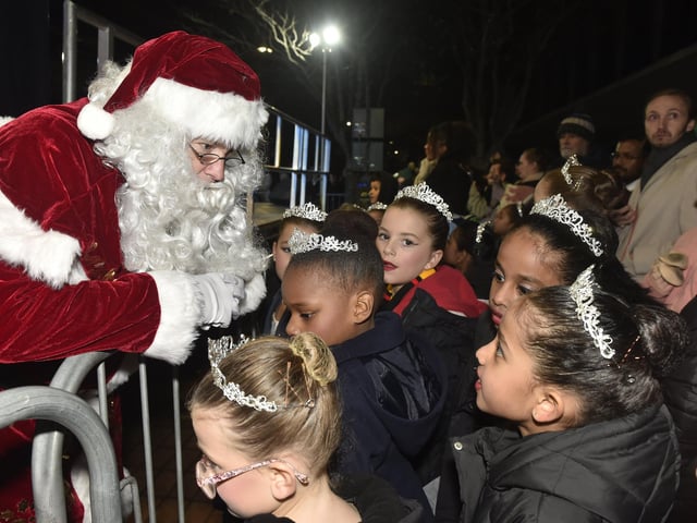 Christmas lights in Palmerston Road, Southsea, were switched on during the evening of Thursday, November 21, 2024. Picture: Sarah Standing (211124-6238)