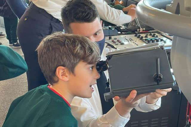 Children in Gibraltar pictured visiting the Portsmouth-based destroyer HMS Dragon. Photo: MoD Gibraltar/Twitter