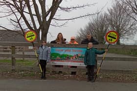 From left to right: Lilly Brightwell, Year 6 pupil and junior road safety officer, Stevie-Louise, acting head teacher, Phyliss Gamblin, school crossing patrol officer, Gary Applin, vice chair of governors, Bremnar Fawcett, Year 6 pupil and junior road safety officer.