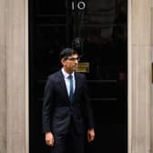 Rishi Sunak waiting to greet Poland's President Andrzej Duda as he arrives at Downing Street in February. Picture: Leon Neal/Getty Images.