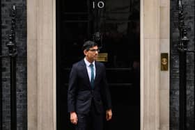 Rishi Sunak waiting to greet Poland's President Andrzej Duda as he arrives at Downing Street in February. Picture: Leon Neal/Getty Images.