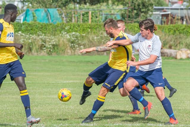 Steve Hutchings struck Moneyfields' early opener. Picture: Habibur Rahman