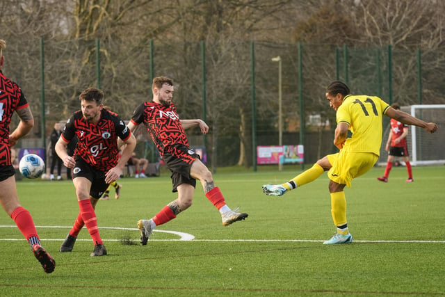 Action from Harvest's 4-1 win at home to Locks Heath (red and black kit) in the Hampshire Premier League. Picture: Keith Woodland (180321-1361)