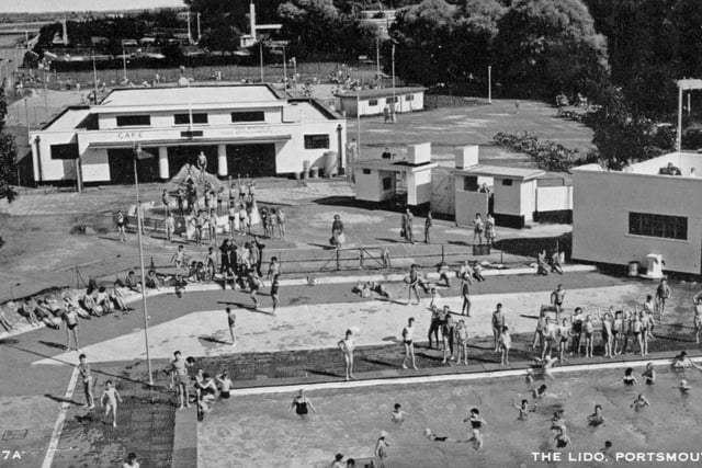 Hilsea Lido, again from the top of the diving tower, but this time after the Second World War