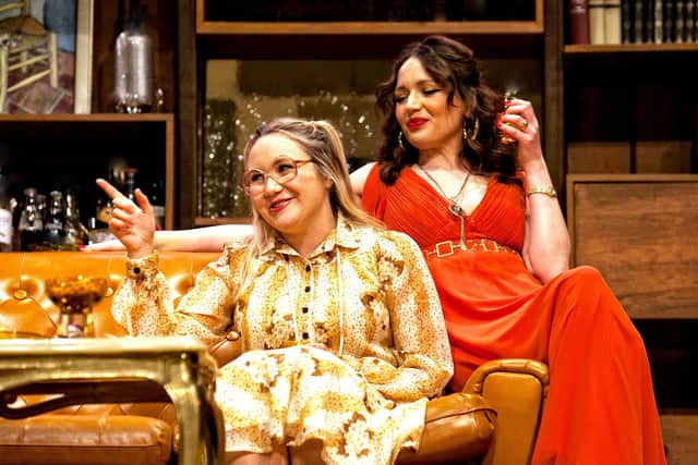 Abigail's Party by Mike Leigh. From left: Alice De-Warrenne as Angela, Rebecca Birch as Beverly