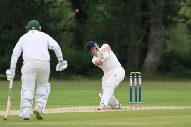 Bournemouth's Tom Robinson hits out during his cameo innings against Havant. Picture: James Robinson
