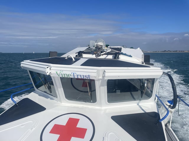 HMS Scimitar, a former Royal Navy patrol vessel, has been transformed into MV Lady Jean following a project in Gosport. She is due to sail to Tanzania and be used as a hospital boat.