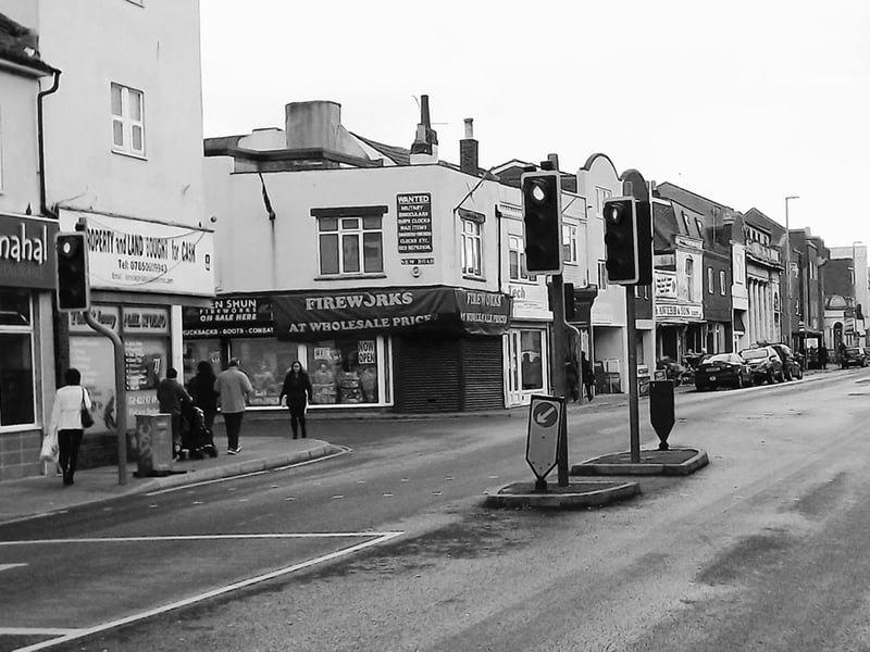 New road junction 2016. The overhead wires disappeared in 1963 but St Marys Church still overlooked the scene.