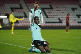 Koby Mottoh impressed on his Pompey debut at Forest Green on Tuesday night. Picture: Jason Brown.