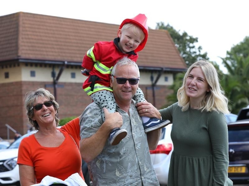 The Calton family with Jude, 2, on his grandfather’s shoulders.