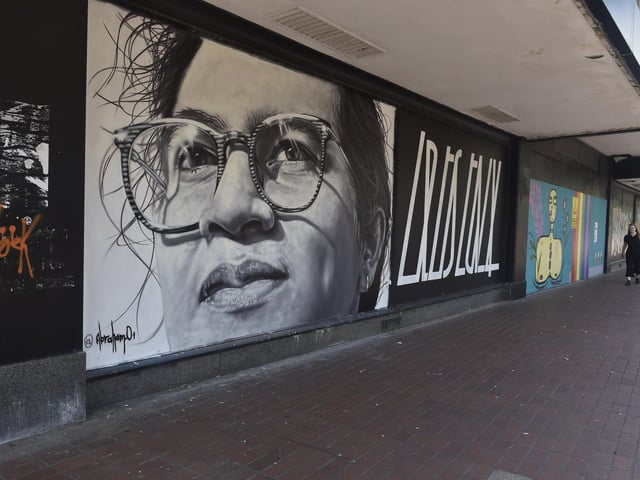 Artwork on the former Debenhams in Osborne Road, Southsea.