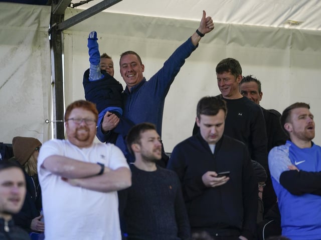 Pompey fans at the Blues' victory at the Memorial Stadium.