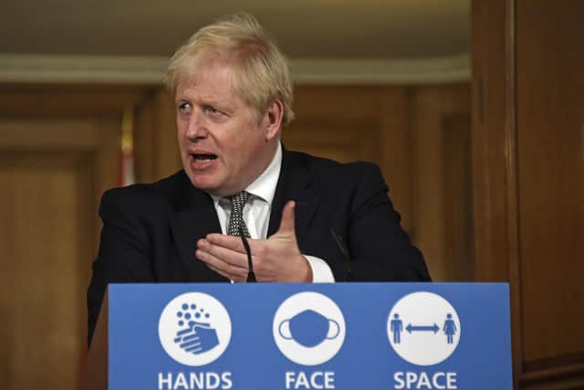 Prime Minister Boris Johnson during a briefing in Downing Street, London, on coronavirus on Saturday Picture: Alberto Pezzali/PA Wire