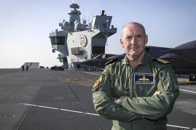Pictured: Captain Stephen Higham OBE RN on the flight deck of HMS Prince of Wales. Picture: Royal Navy