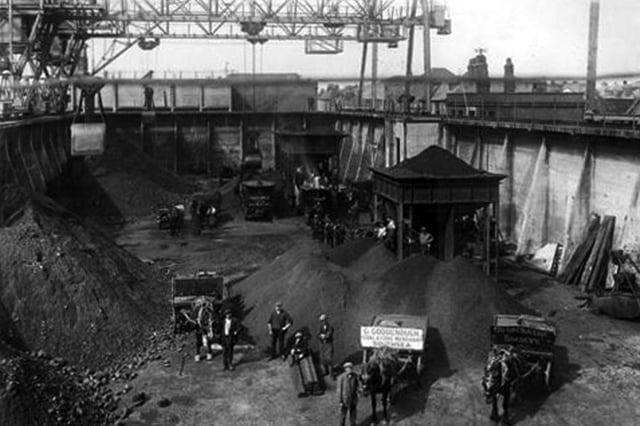 The inside of Fraser & White's coal bunker close to the Bridge Tavern, Old Portsmouth.