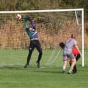 Dan Sibley scores one of his two Seagull goals against Gosham. Picture by Kevin Shipp