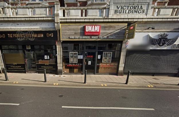 Umami Street Food in Elm Grove, Southsea, offers up handcrafted burgers including the attitude burger which consists of beef patties, cheese, jalapenos, ranch sauce, attitude sauce and salad. It has a Google rating of 4.6 with 1,338 reviews.