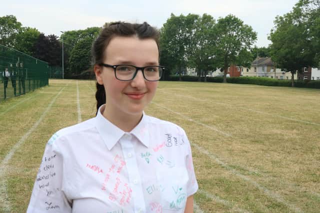Lucy celebrates at The Portsmouth Academy.