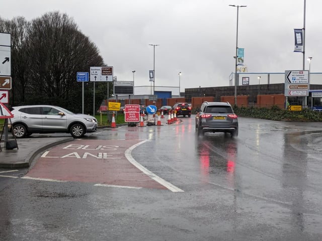 Roadworks on the A3 near Cascades Shopping Centre in Portsmouth city centre.